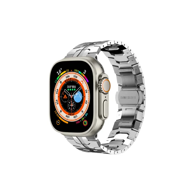 FZRT Watch Bands Stainless Steel Metal Iron Man Butterfly Clasp Strap Unisex-0