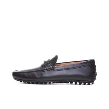 TOD'S Double T Plaque Round Toe Loafers