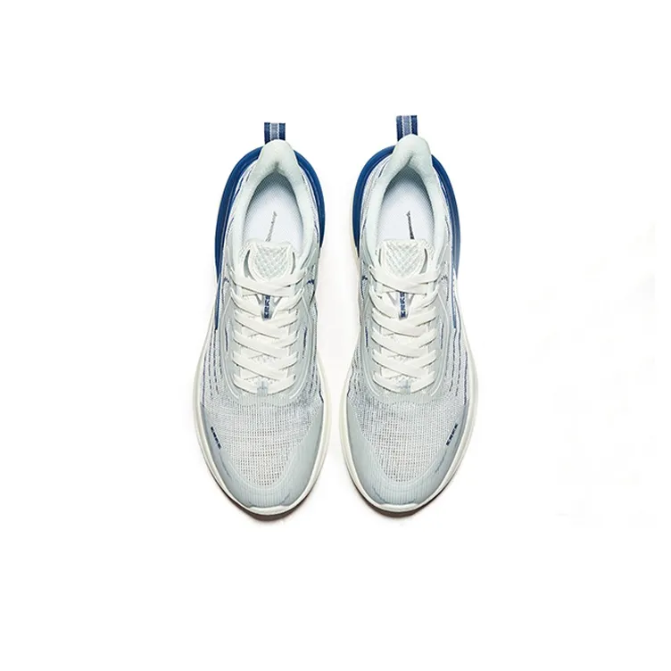 Erke Cushioning Anti Slip And Wear Resistant Low Top Running Shoes Men's White Blue-2