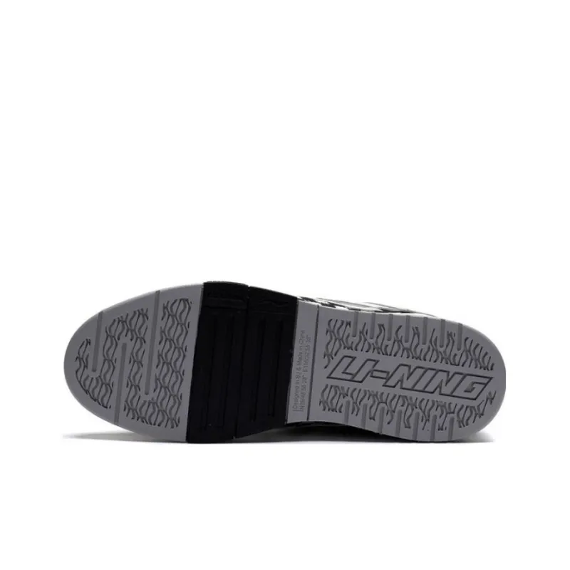 LiNing Wave Golden Anti Slip Wear Resistant Low Top Skateboard Shoes Men's Black White-4