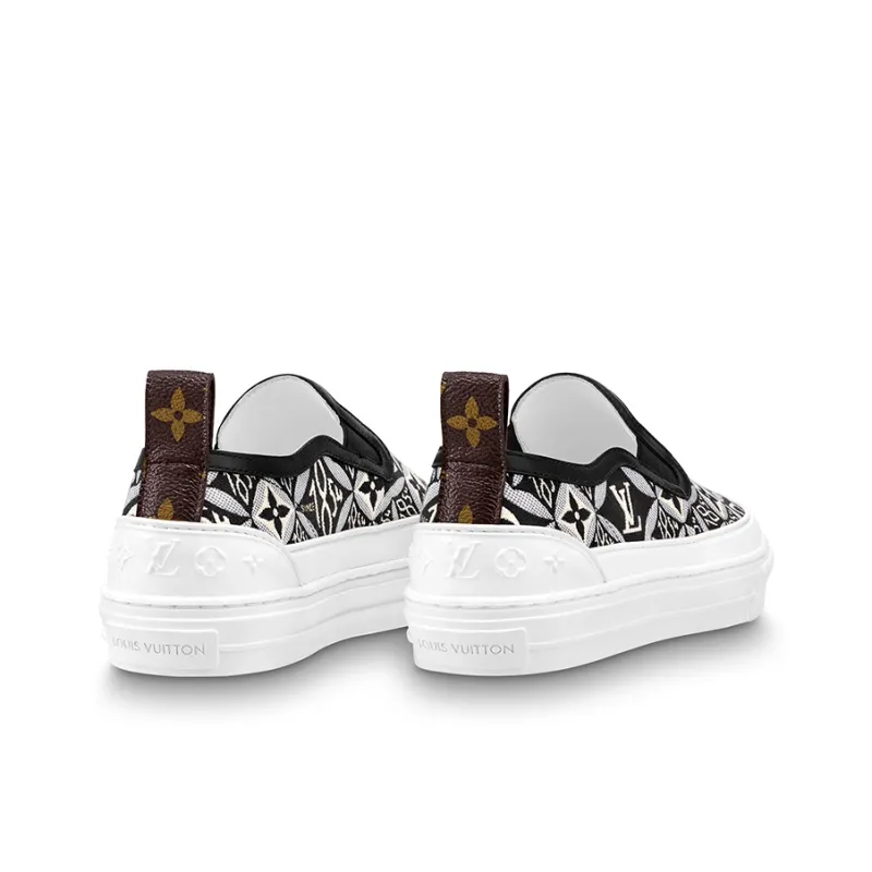 LOUIS VUITTON Playtime Slip On Shoes 'Black White Monogram' Women's-4