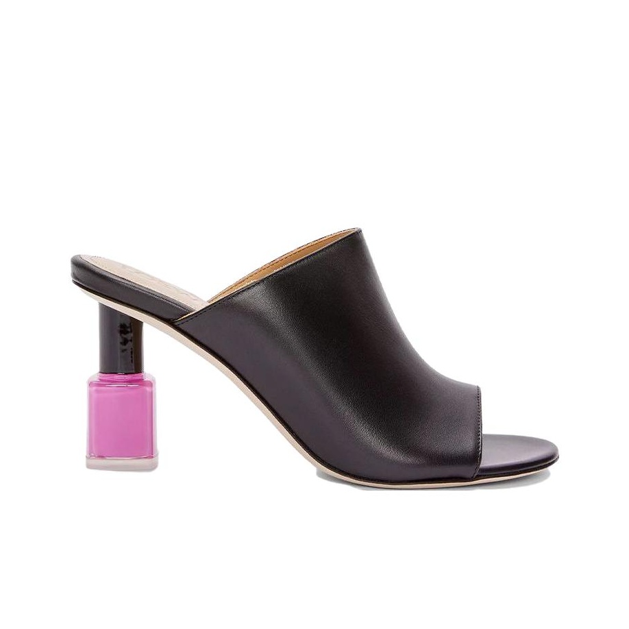 LOEWE Women's Nail Polish Mule 'Black' - POIZON