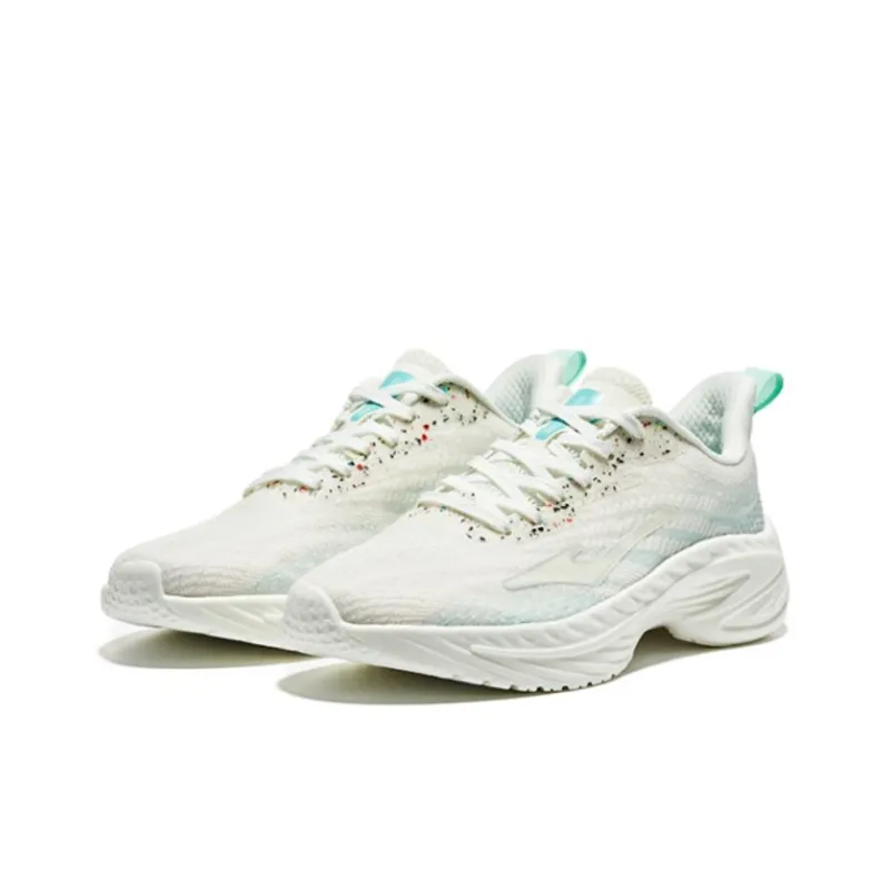 Erke Cushioned Anti Slip And Wear Resistant Lightweight Low Top Running Shoes Women's White Blue-1