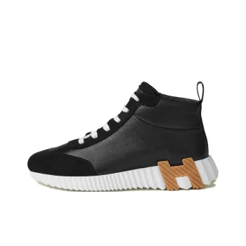 HERMES High Top Casual Shoes Women's Black White