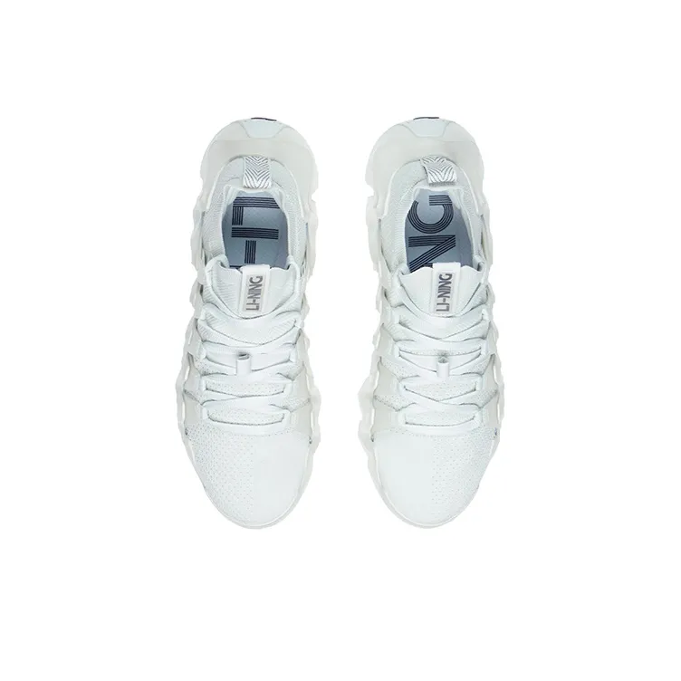 LiNing Phantom Stab Cushioning Anti Slip Wear Resistant Breathability Low Top Sports Casual Shoes Men's Frost White-3