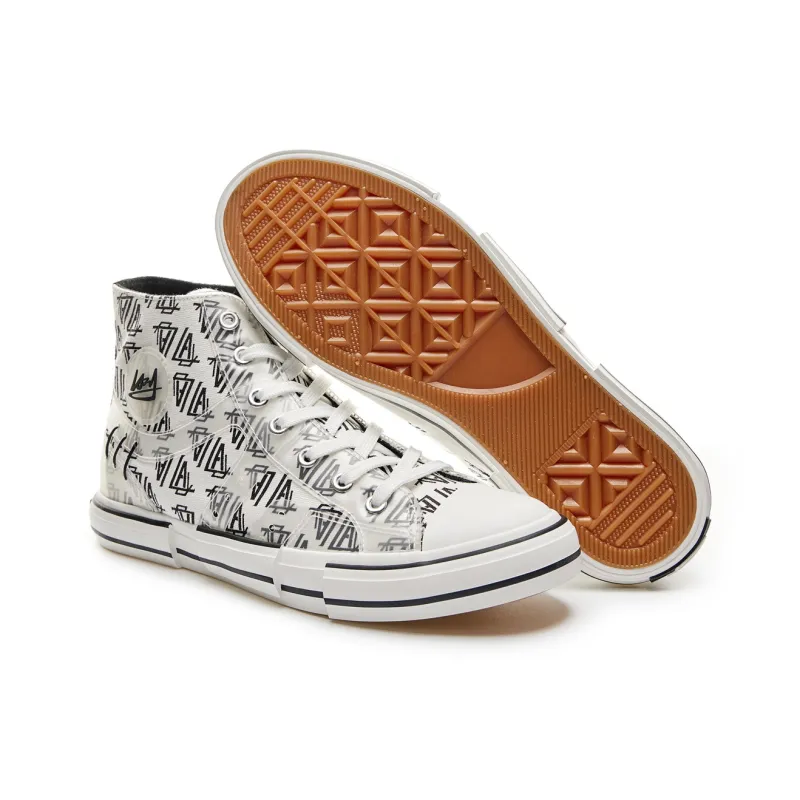 LAZY BONS Height Increasing Abrasion Resistant Lightweight Slip Resistant High Top Canvas Shoes Unisex White-6