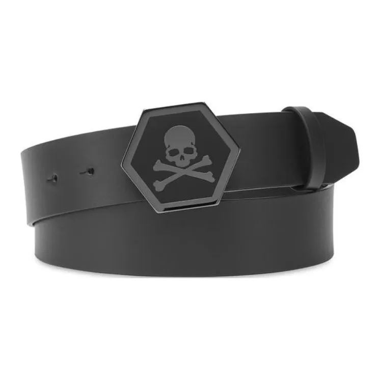 PHILIPP PLEIN Leather Skull buckle Belt-0
