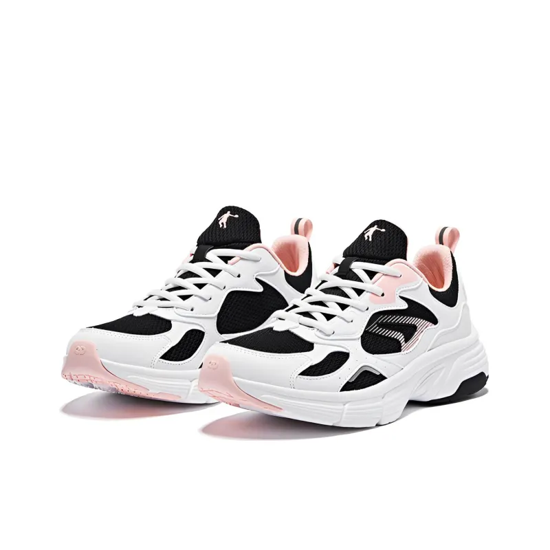 QIAODAN Cushioning Slip Resistant And Abrasion Resistant Low Top Sprint Running Shoes Women's Black Pink-2