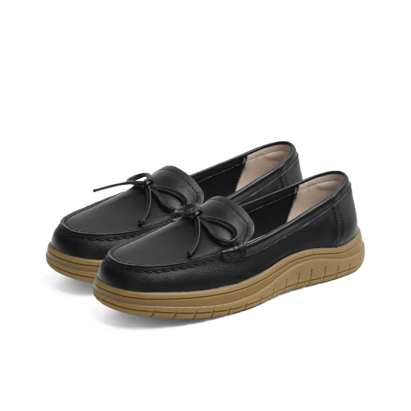 RED DRAGONFLY Gommino Loafers Small Leather Shoes Slip on Unlined Shoes Women's Black/Beige/Apricot-2