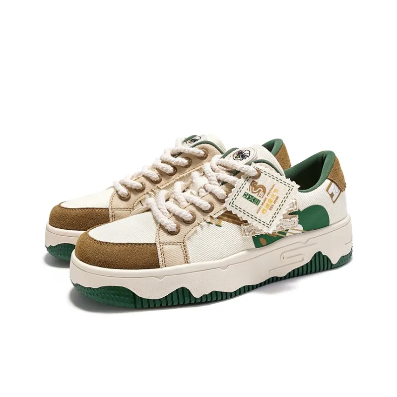 Xihu Music Festival x Feiyue Slip-Resistant Cushioning Low-Top Skateboard Shoes Unisex Beige Green Brown-3