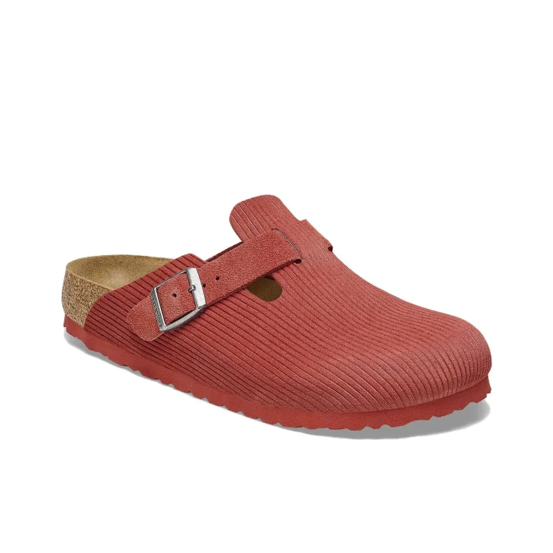 Birkenstock Boston Embossed Corduroy Suede Sienna Red-1