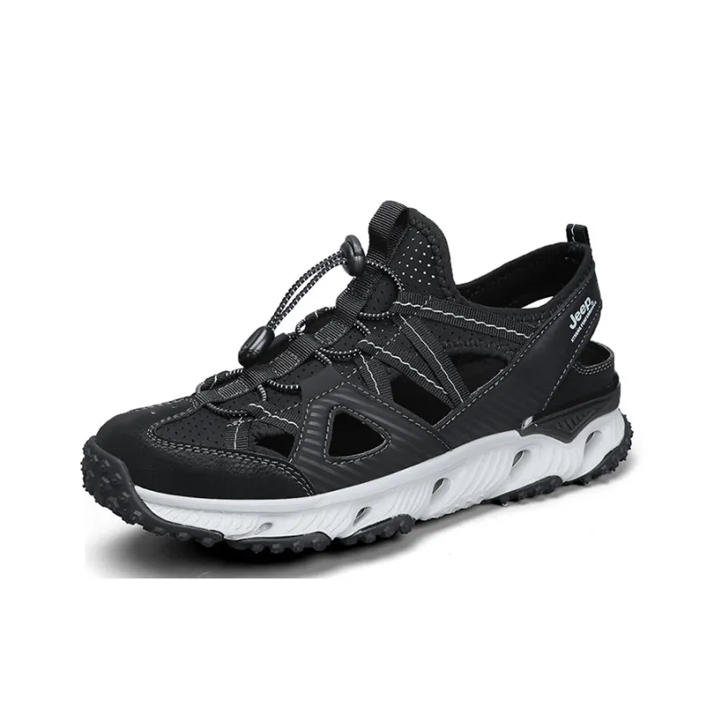 Jeep Moisture Wicking Abrasion Resistant Lightweight Breathable Slip Resistant River Trekking Shoes Men's Black-2