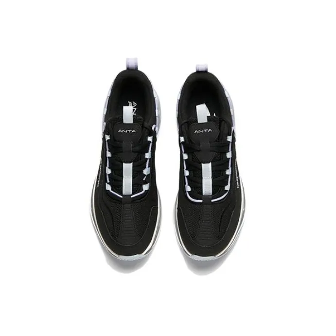 Anta Cushioning Anti Slip And Wear Resistant Breathable Rebound Low Top Running Shoes Women's Black Blue Purple-3