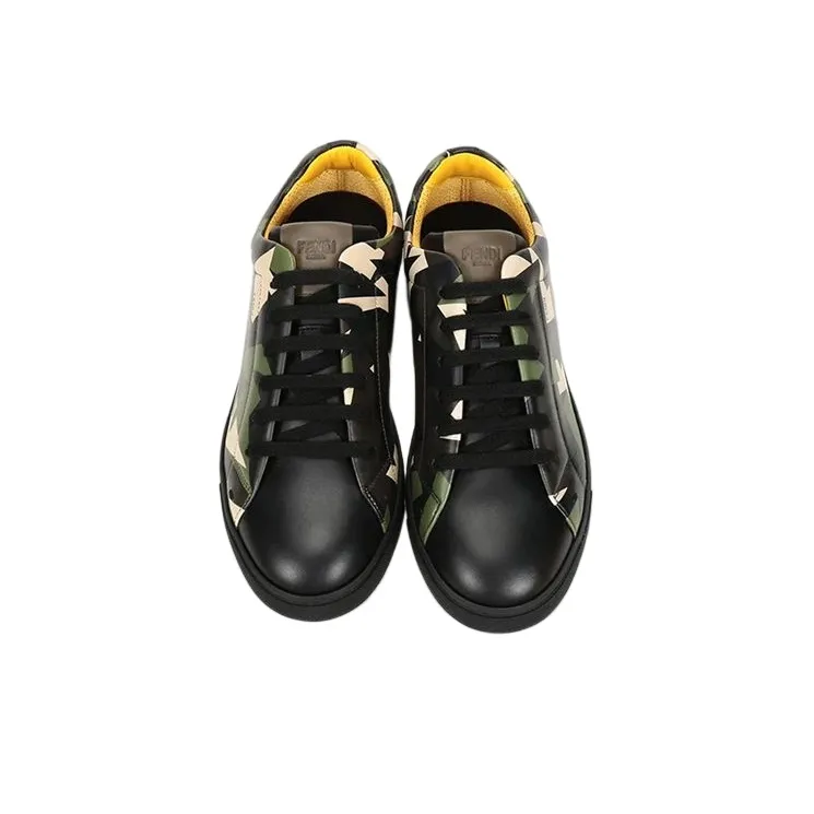 FENDI Low Top Stylish Skateboarding Shoes Men's Black Green-2
