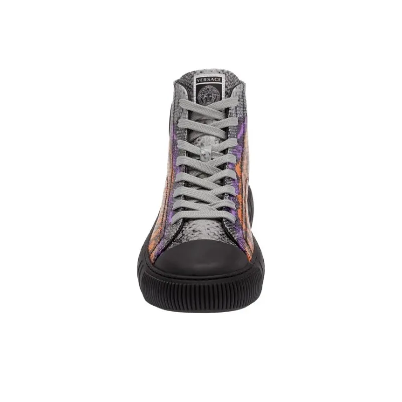 FANSIZHE High Top Stylish Skateboarding Shoes Men's Gray Orange Purple-5
