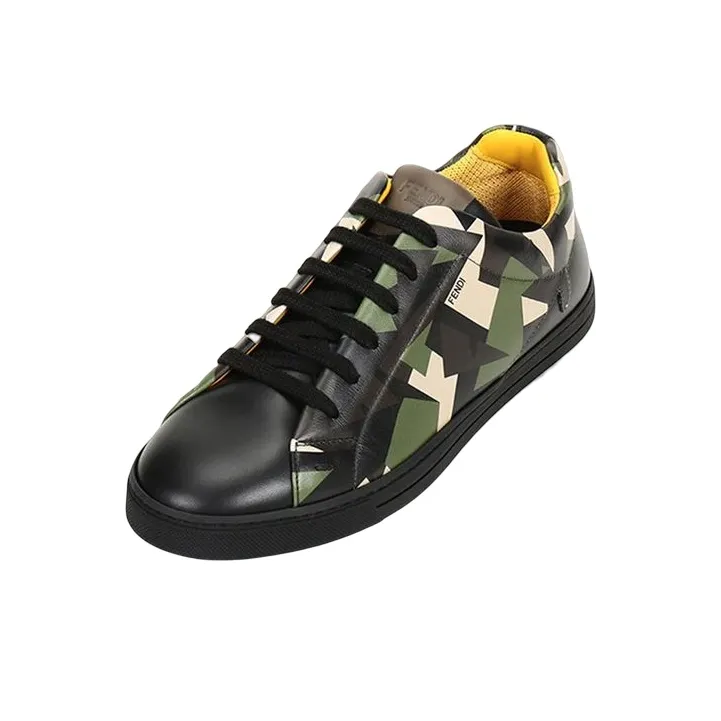FENDI Low Top Stylish Skateboarding Shoes Men's Black Green-1