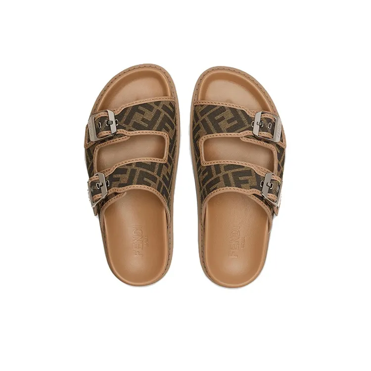 FENDI Monogrammed Strap Buckled Sandals-3