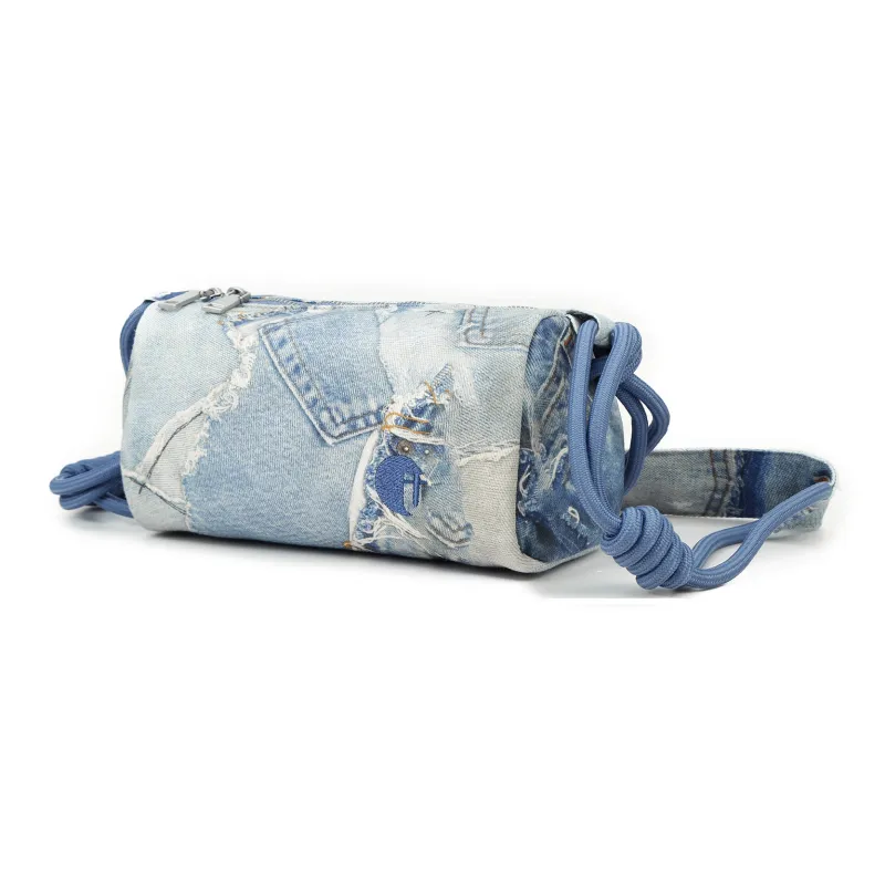 Guuka Fabric Shoulder Bag, Crossbody Bag Unisex Blue/White-0