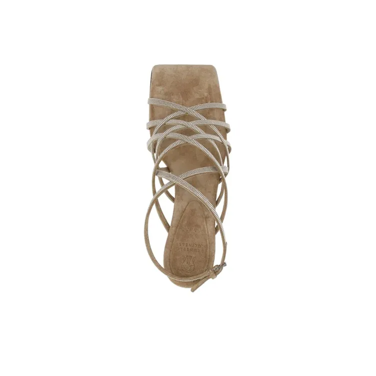 Brunello Cucinelli One Strap Sandals 7cm Women's Beige-4