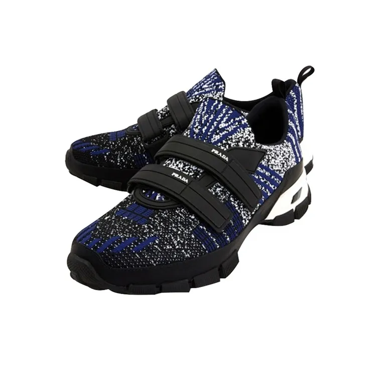 PRADA Cushioned Anti-Slip And Wear-Resistant Warm Low-Top Casual Shoes Men's Black Blue-2