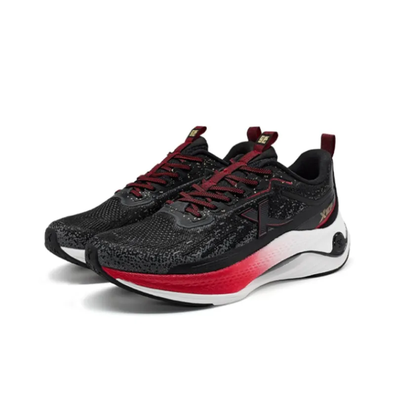 XTEP Anti Slip And Wear Resistant Breathable Low Top Running Shoes Men's Black Red-2