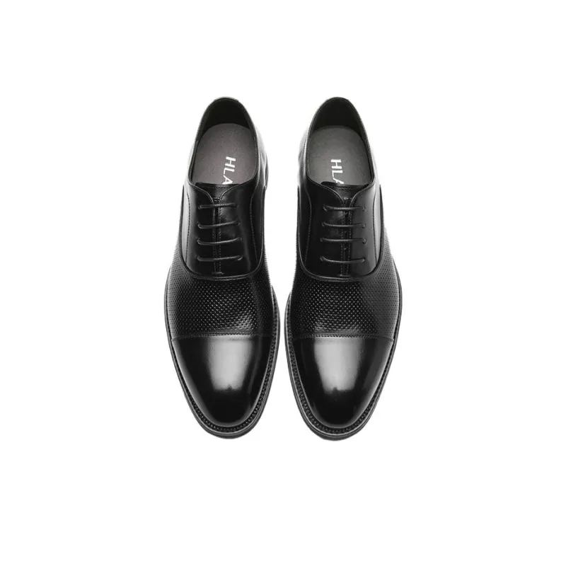 HLA Dress Shoes Men Low Top Black-2