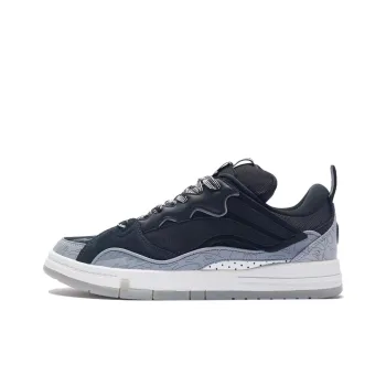 Aape X LiNing Skateboard Shoes Men Low Top Black/Snow Gray