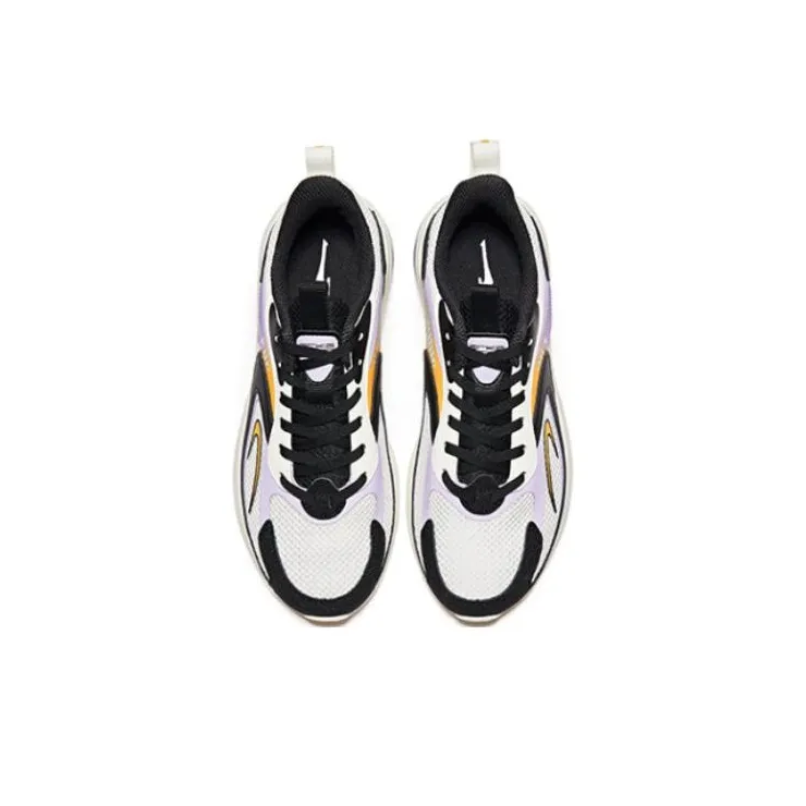 Erke Cushioning Anti Slip And Wear Resistant Low Top Running Shoes Women's White Black Purple-3