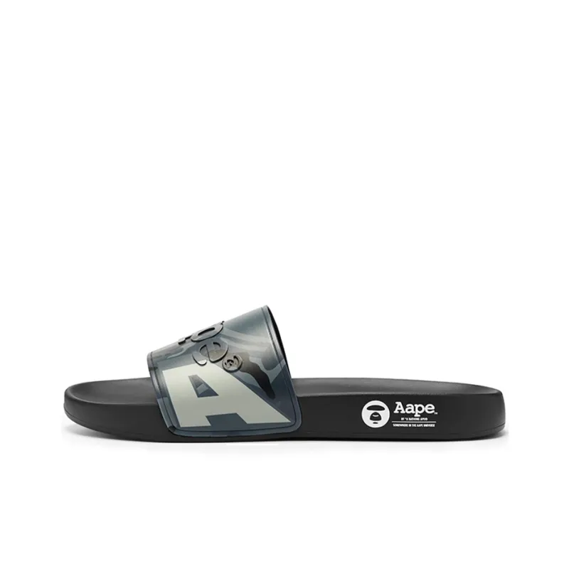 Aape Rubber Sole Slide Slippers Unisex Blue Black-0