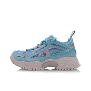 Gilr x LiNing Bad Five Cushioning Low Top Running Shoes Women's Ivory Blue