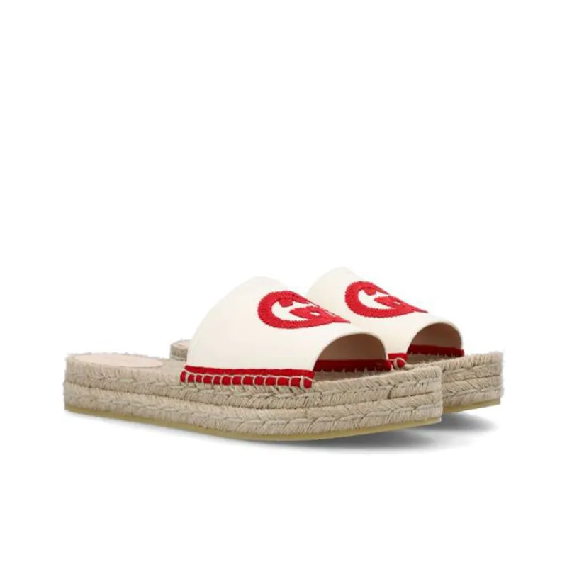 GUCCI Slide Slippers Women's White Red-2