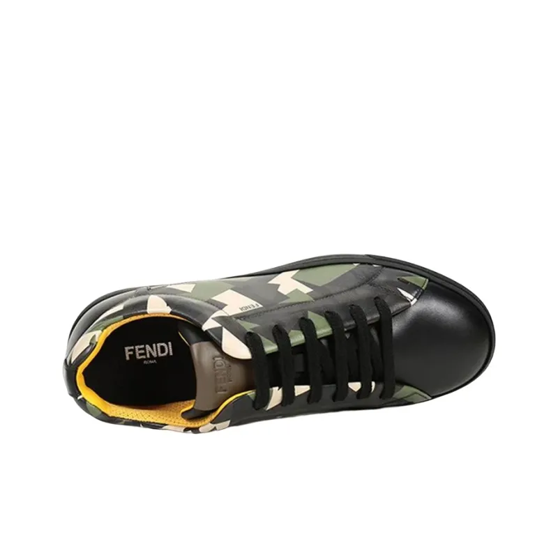 FENDI Low Top Stylish Skateboarding Shoes Men's Black Green-3