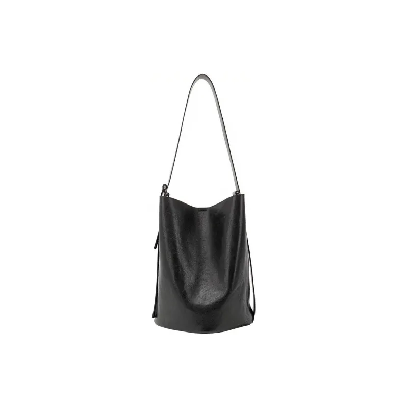 VANESSA HOGAN Vh Classic Series Cow Leather Bucket Bag Crossbody Bag Handbag Shoulder Bag Regular Women's Black-0