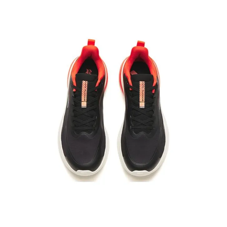Anta Cushioned Slip-Resistant Abrasion-Resistant Low-Top Running Shoes Men's Black Red-2