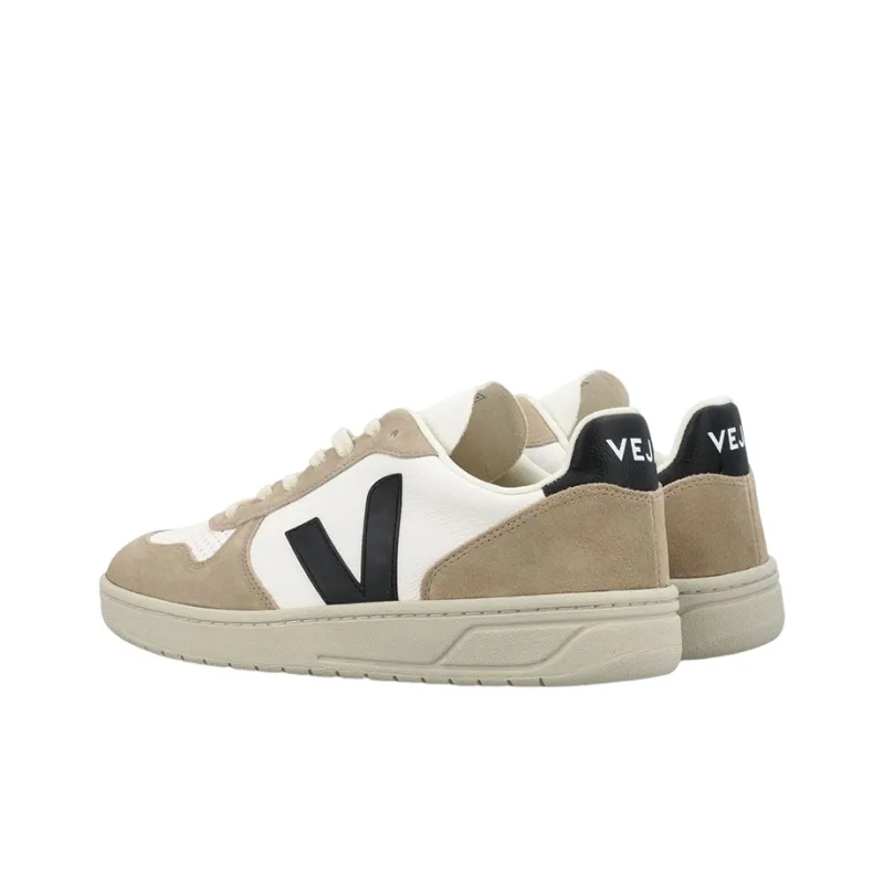VEJA V 10 Chromefree Leather White Black Sahara-4