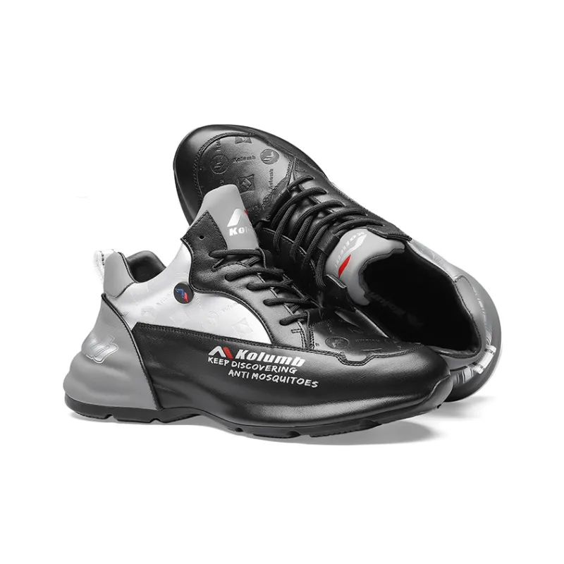 Kolumb Thermal Moisture Wicking Slip Resistant Mid Top Casual Shoes Men's Black Silver Gray-3