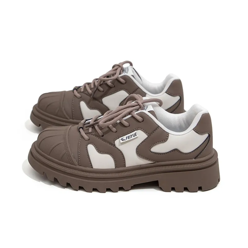 Feiyue Low-Top Skateboard Shoes Women's Beige Brown-2