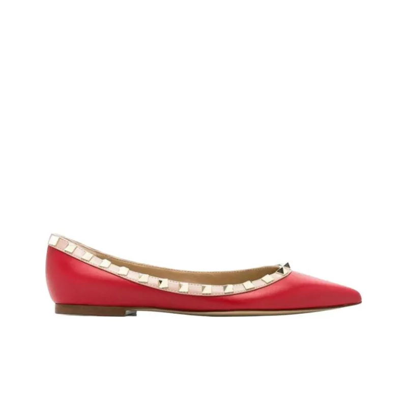 Valentino Rockstud GARAVANI Casual Single Shoes Women's Red-1