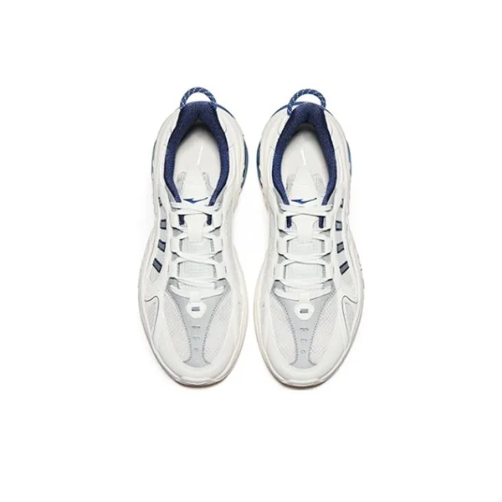 Erke Cushioning Anti Slip And Wear Resistant Low Top Running Shoes Men's Microcrystal White Core Blue-3