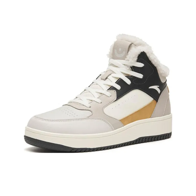 Anta Thermal Abrasion Resistant High Top Skateboard Shoes Men's Gray White-2