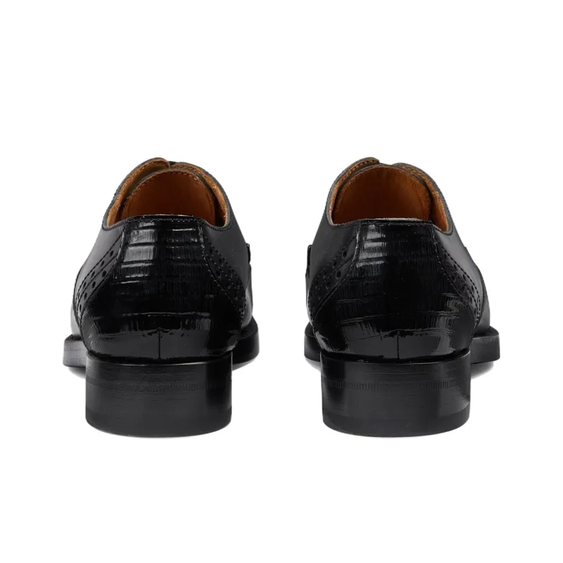 GUCCI Leather Lace up Shoes Black Women's-4