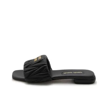 MIU MIU Matelassé Slide Slippers Women's Black