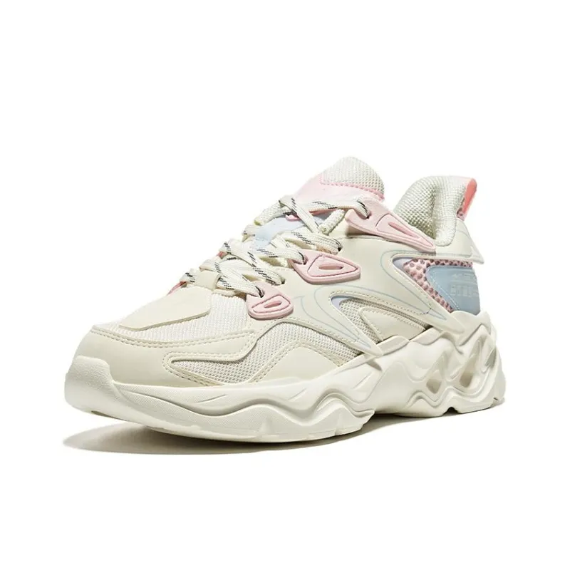 HENANBOWUYUAN x Erke Cushioning, Slip Resistant, And Abrasion Resistant Low Top Running Shoes Women's White Pink Blue-1