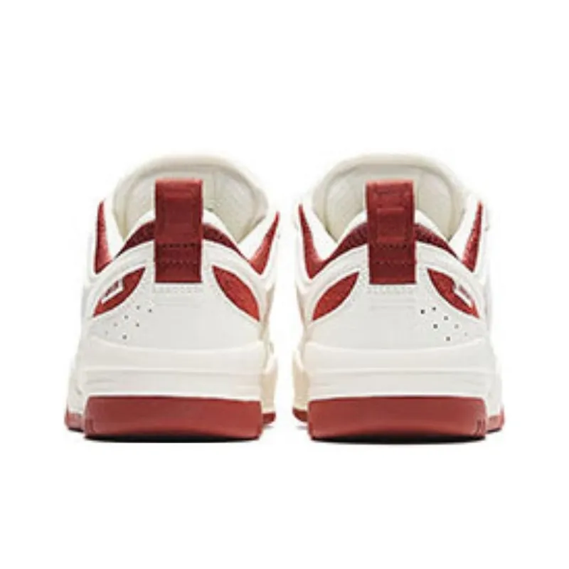 Anta Sea Salt Puffy Shoes Slip-Resistant Cushioning Wear-Resistant Low-Top Skateboard Shoes Women's White Red-3