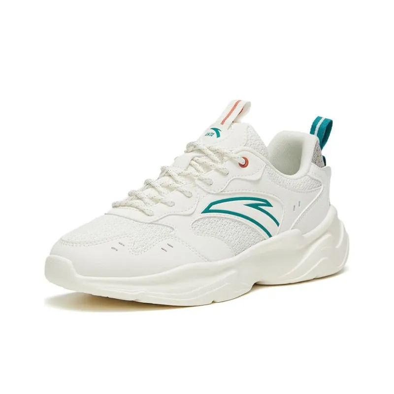 Anta Wear resistant Non slip And Breathable Low Top Sports Casual Shoes Women's White Gray Green-1
