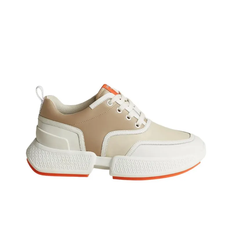 HERMES Giga Low Top Sports Casual Shoes Women's Beige Brown-1