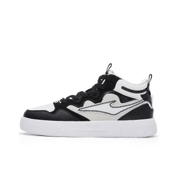 Erke Dots Wear resistant And Lightweight Mid Top Skateboard Shoes Black White