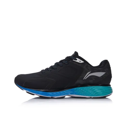 LiNing Reflective Warm Wear-Resistant Slip-Resistant Cushioning Low-Top Running Shoes Unisex Black Blue