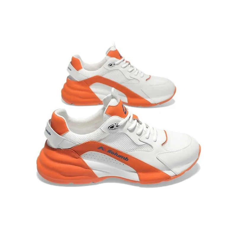 KOLUMB Slip Resistant And Breathable Low Top Casual Shoes Men's White Orange-1