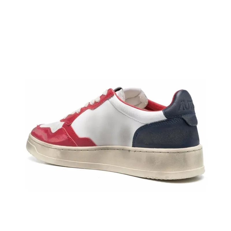 AUTRY Medalist Super Vintage Leather Low Sneakers 'White Black Red' Women's-2